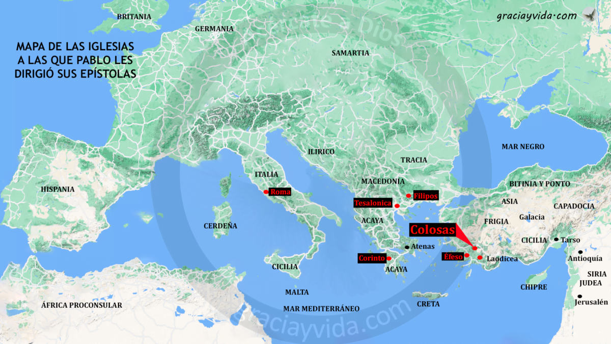 Mapa de la Iglesia de Colosas